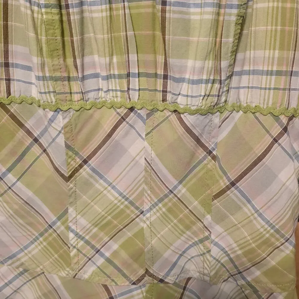 Vintage Tommy Jeans Babydoll Dress Womens Size Medium Green Plaid Preppy Y2K - Picture 7 of 14